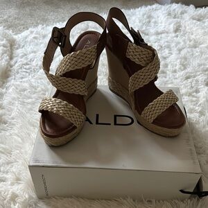 ALDO Women's Tan Wedge Sandals
